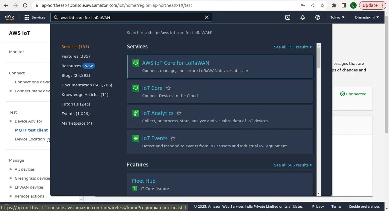 AWS Iot core services