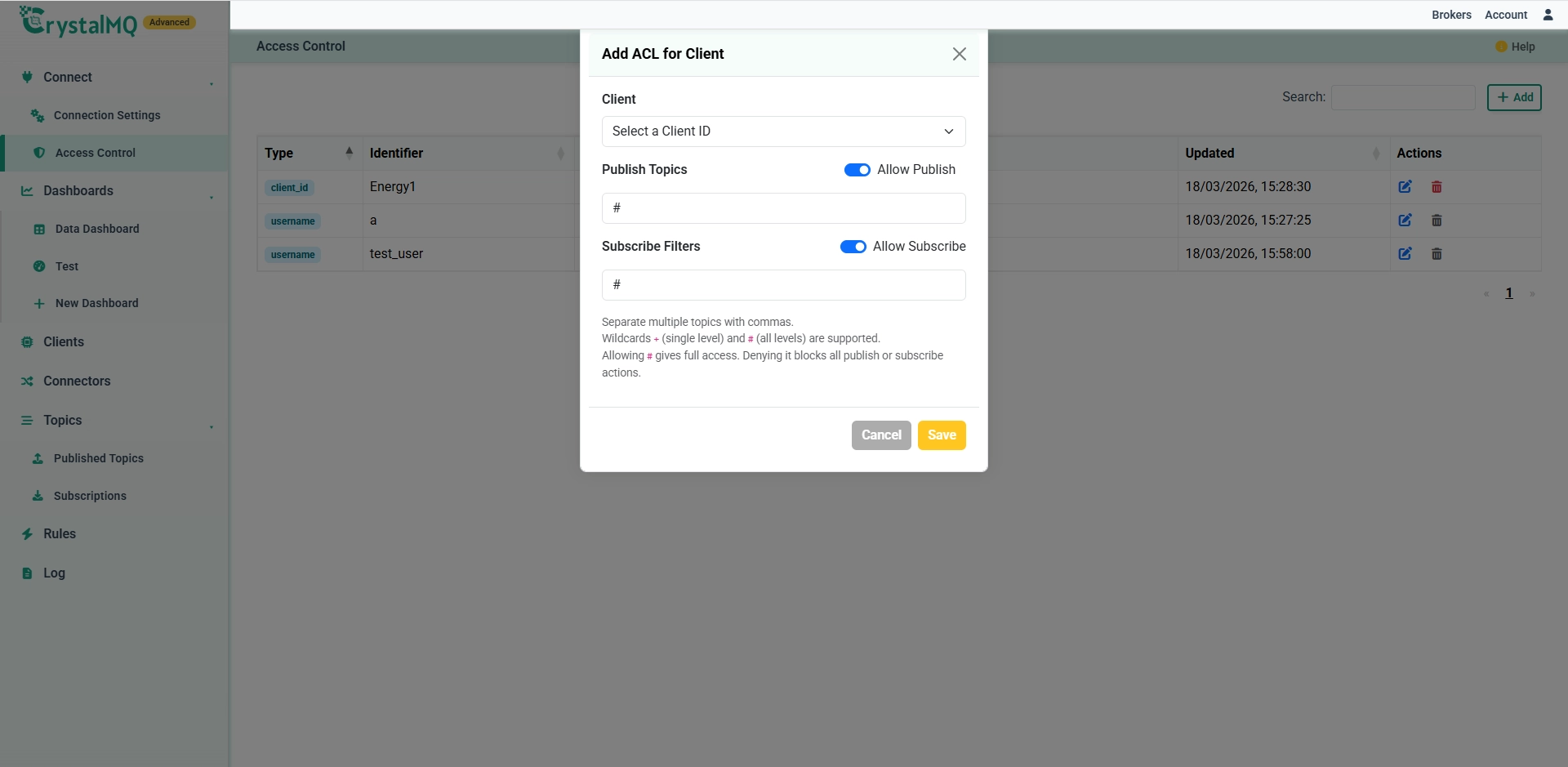 Add ACL for Client