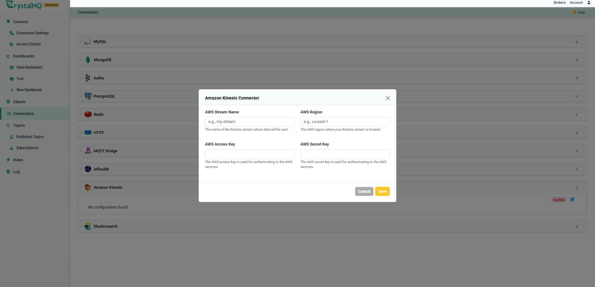 Amazon Kinesis Configuration