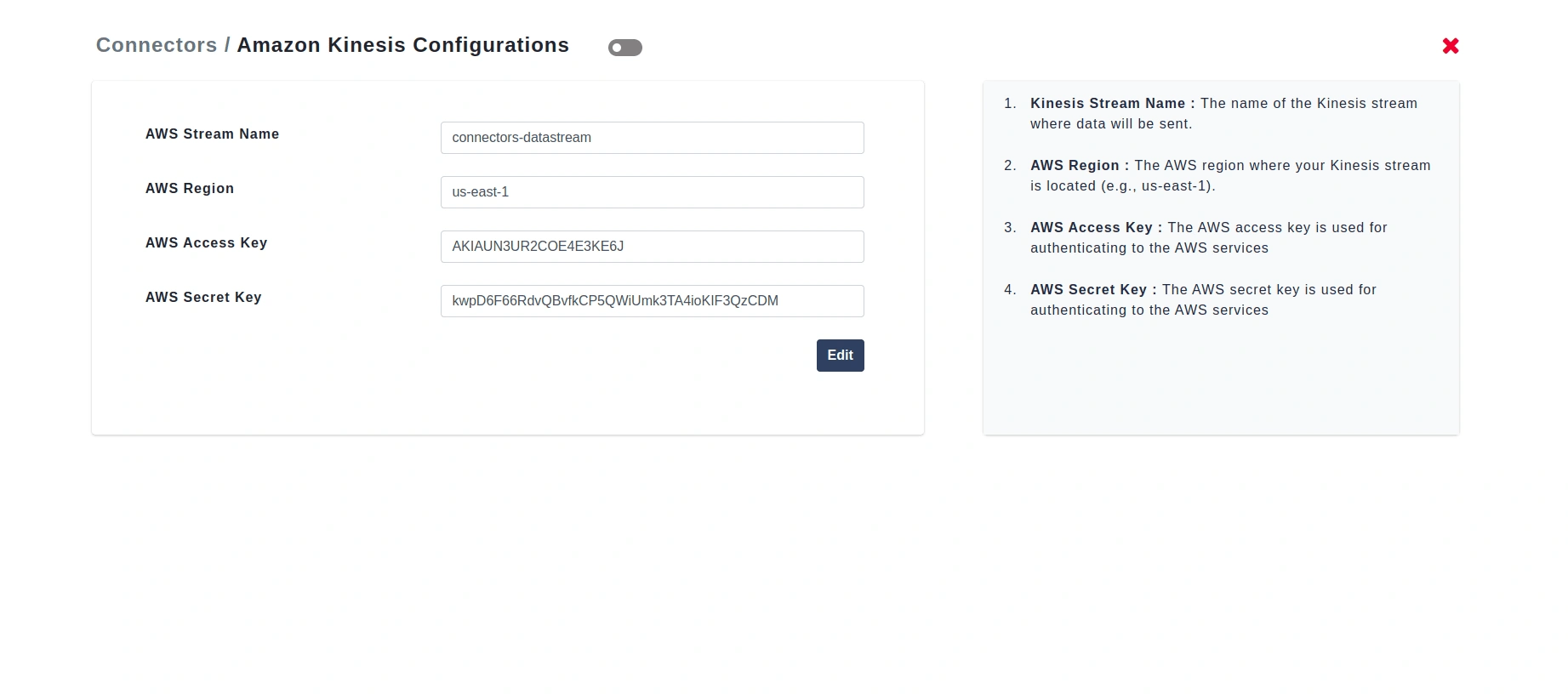 Amazon Kinesis Configurations