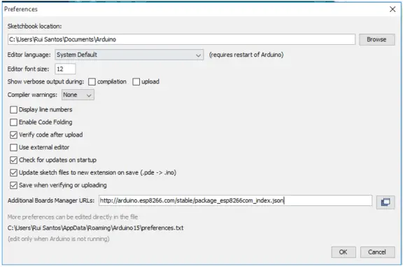 Arduino preference