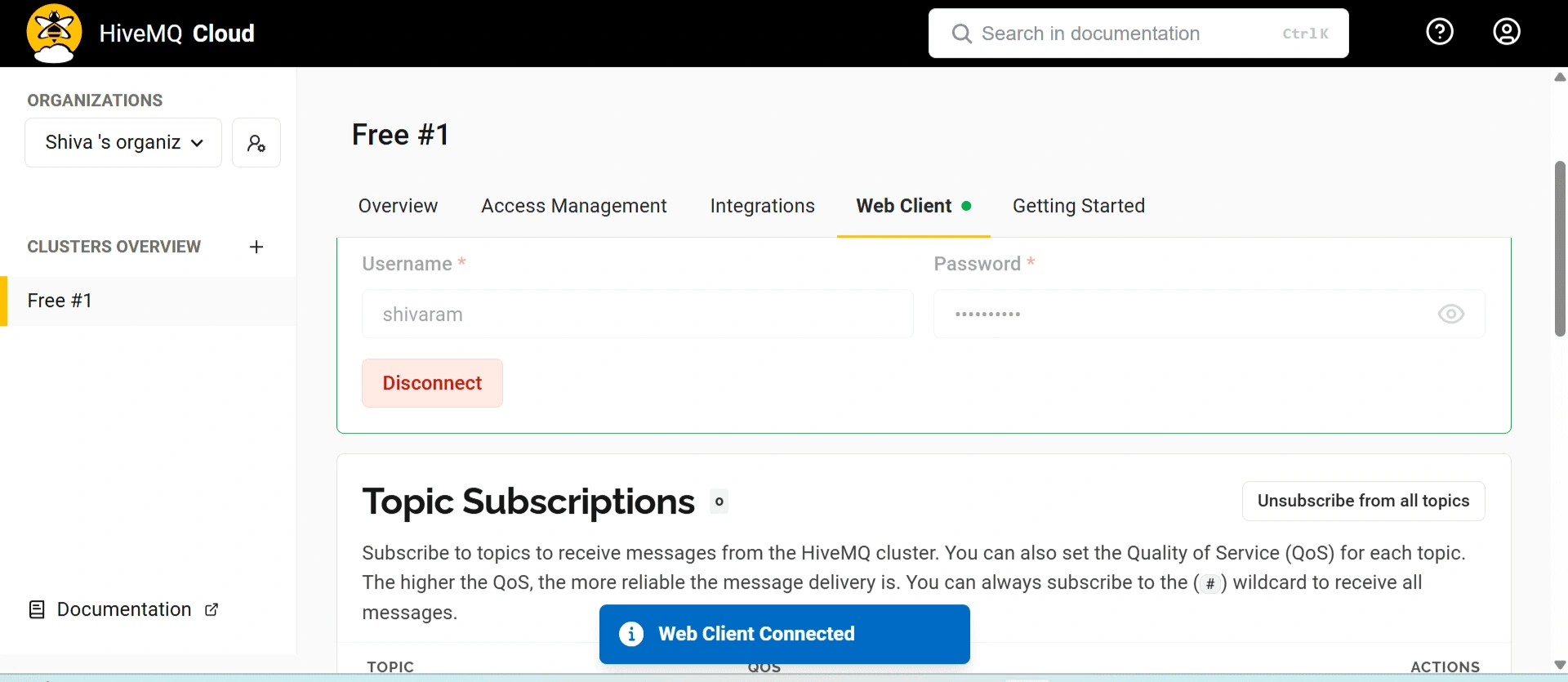 Web client connected