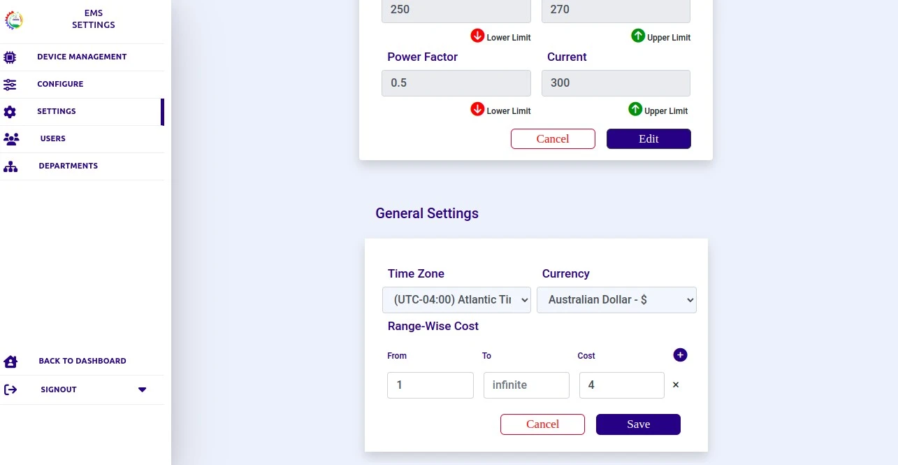 general settings