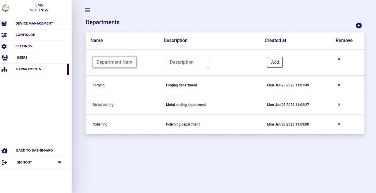 add department