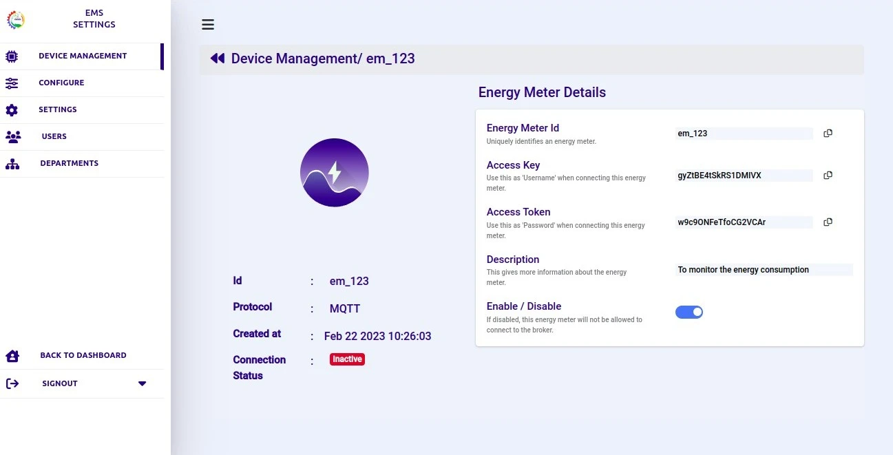 energy meter details