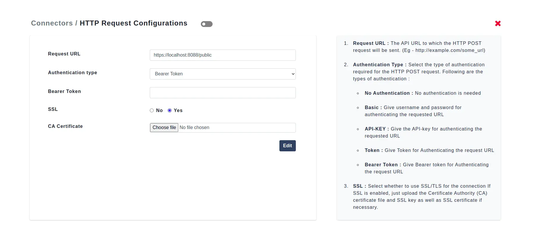 HTTP Request Connector Configurations