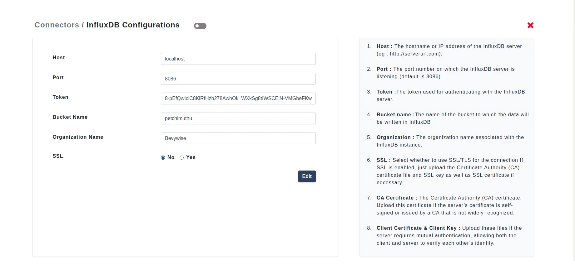 InfluxDB Configurations