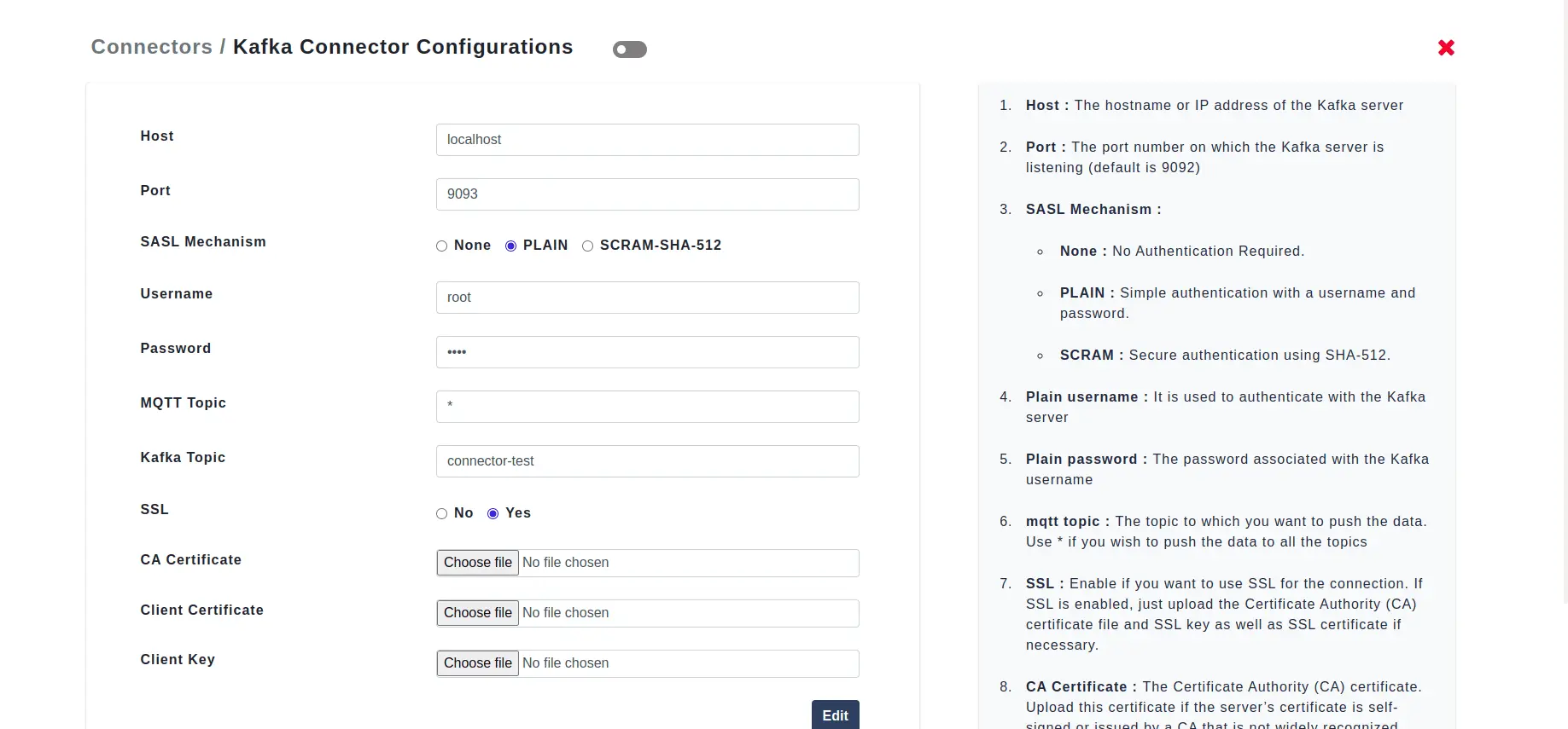 Kafka Connector Configurations