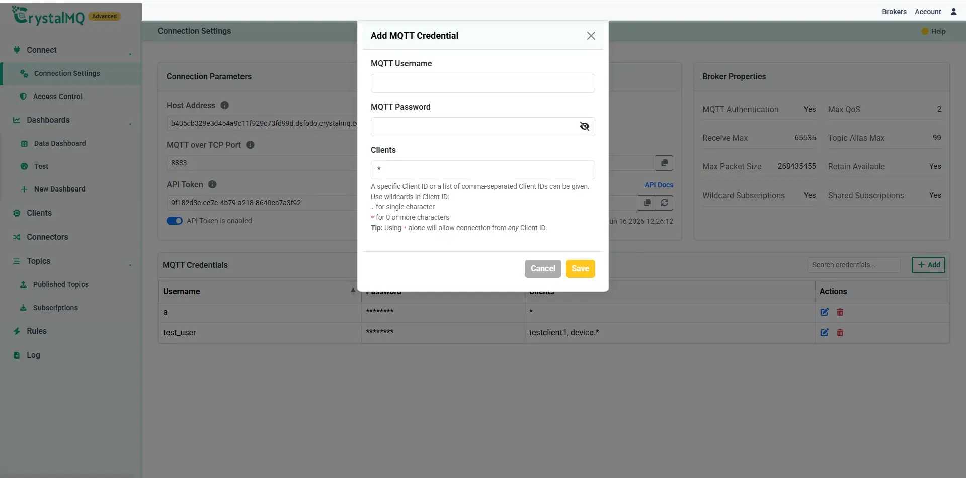 Add MQTT Credentials