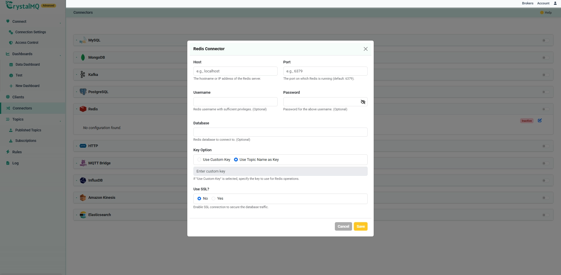 Redis Connector Configuration